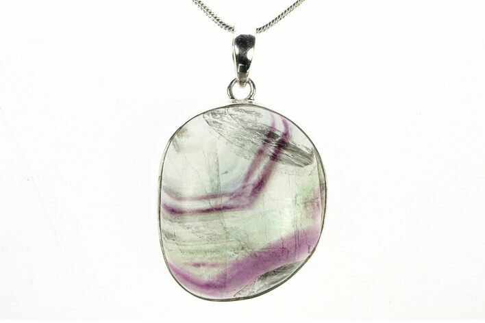 Banded Fluorite Pendant (Necklace) - Sterling Silver #278734